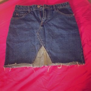 Jean Distressed Mini Skirt with Split